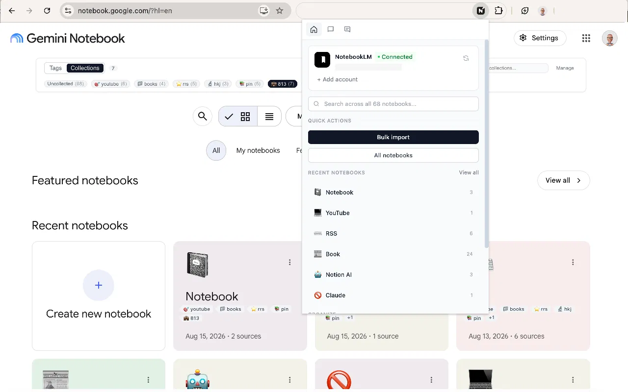 NotebookLM bulk import with NotebookPlus